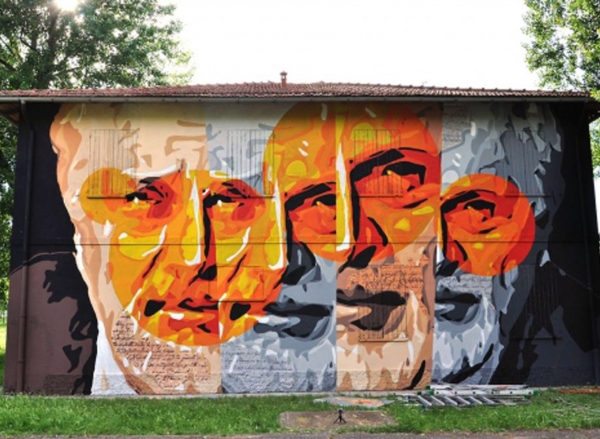 Pittura murale dedicata a Roberto Roversi (parco di via Casini a Bologna)