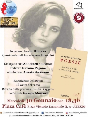 Presentazione del volume &quot;Poesie. inferno minore. )e pagine del travaso&quot; di Claudia Ruggeri