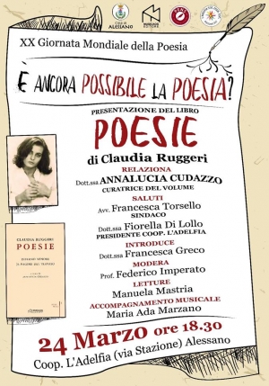 Presentazione del volume &quot;Poesie. inferno minore. )e pagine del travaso&quot; di Claudia Ruggeri