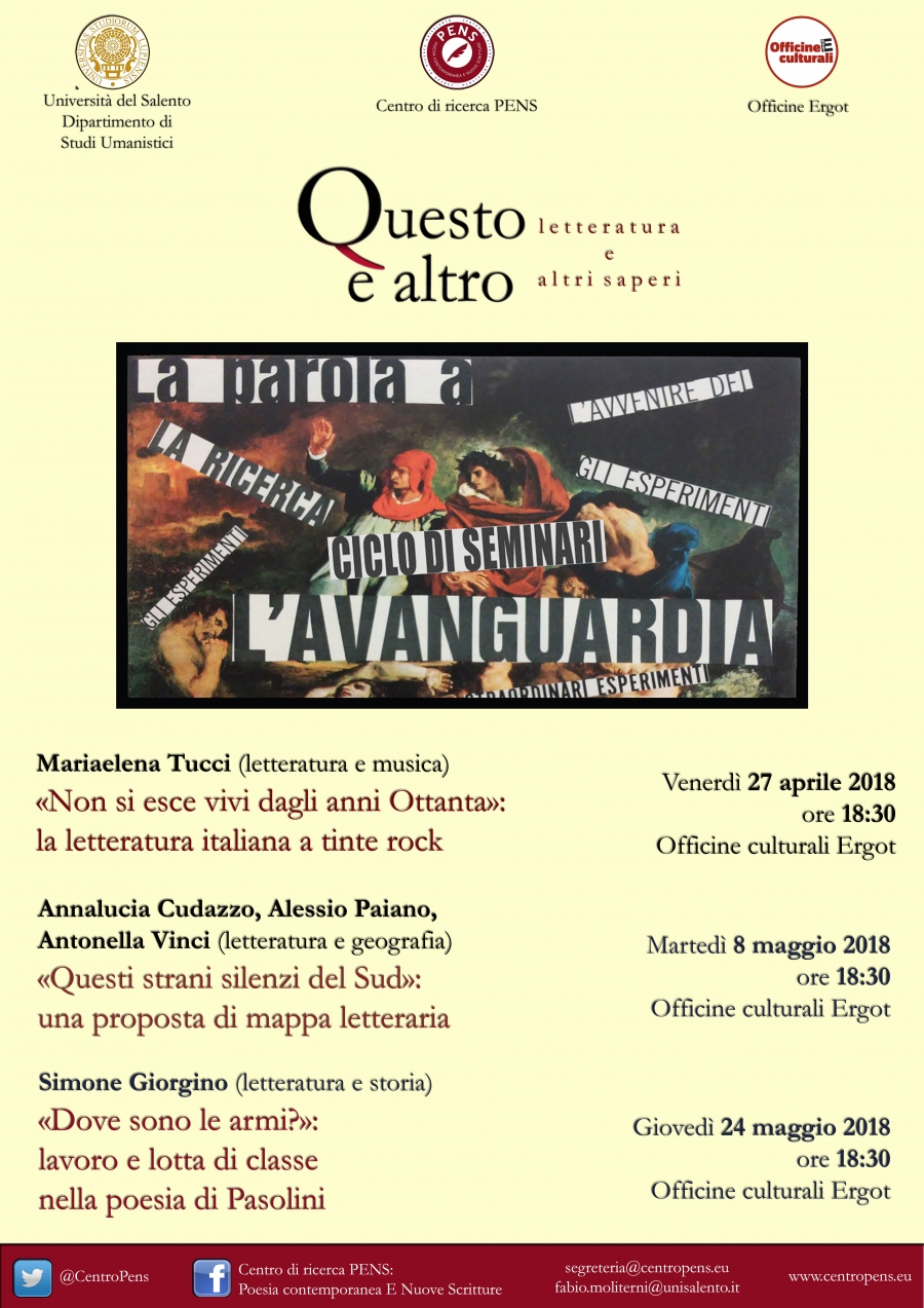 &quot;Questo e altro. Letteratura e altri saperi&quot; - 27 aprile, 8 e 24 maggio @Ergot